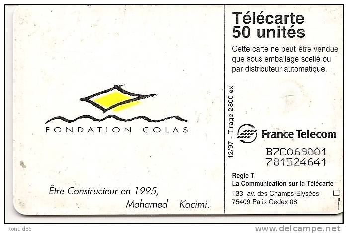 Télécarte 50 Tableau être Constructeur En 1995 Mohamed Kacimi Fondation Colas Tirage 2800 Ex - Ohne Zuordnung