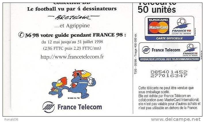 Télécarte 50 Dessinateur   Coupe De Football 1998 France , Joueur , Choute , Stade , Math - Non Classés
