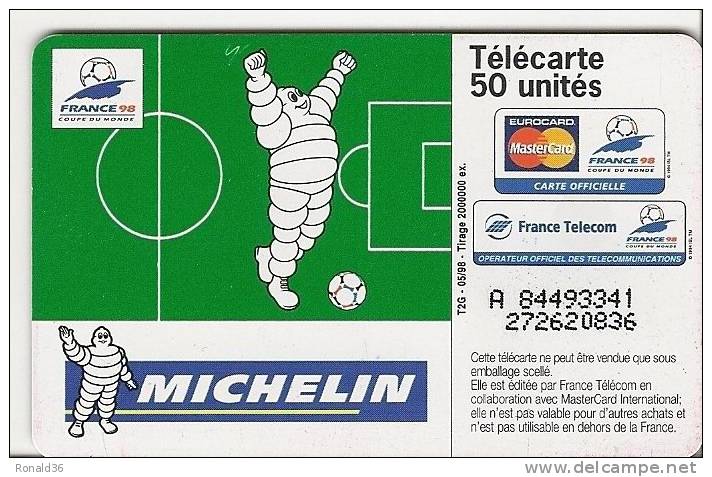 Télécarte 50 Dessinateur    Coupe De Football 1998 France , Joueur , Choute , Stade , Math , Pub Michelin - Unclassified