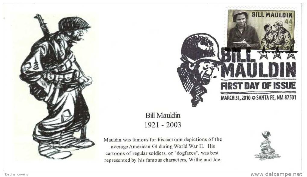 Bill Mauldin First Day Cover, From Toad Hall Covers!  #3-A Of 4 - 2001-2010