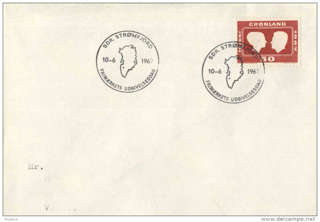 Greenland 1967 FDC Royal Wedding - FDC