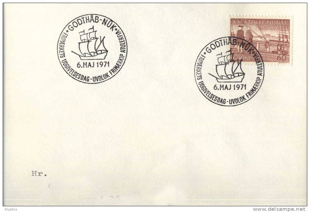 Greenland 1971 FDC Hans Egede´s Journey To Greenland - FDC