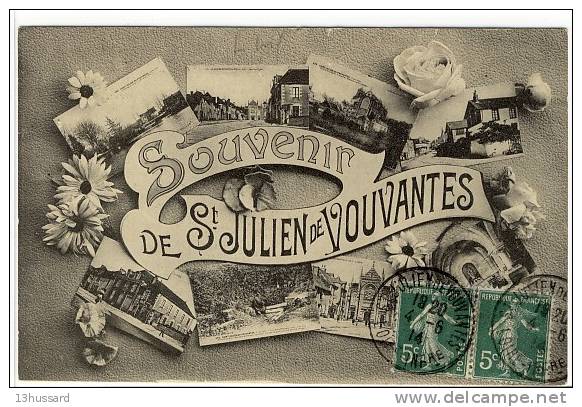 Carte Postale Ancienne Fantaisie Saint Julien De Vouvantes - Souvenir De - Multivues - Saint Julien De Vouvantes