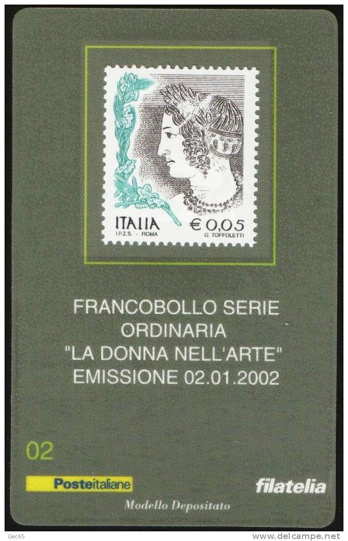 Tessera Filatelica 2002  N° 2  La Donna Nell´arte 0,05 Euro    -   Tessere Filateliche - Tessere Filateliche