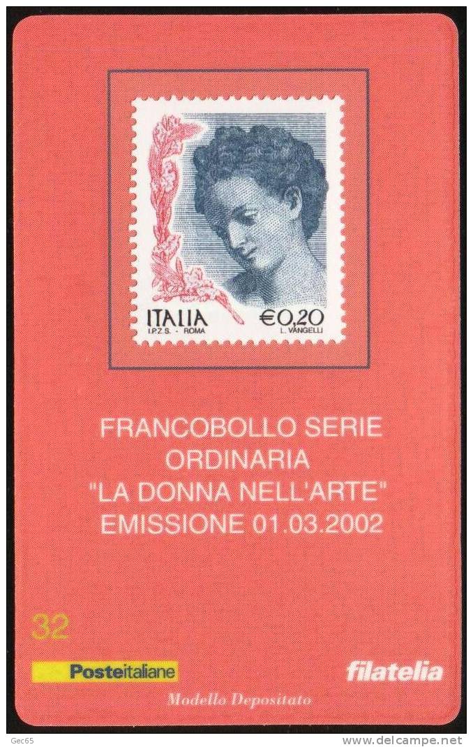 Tessera Filatelica 2002  N° 32  La Donna Nell´arte 0,20 Euro    -   Tessere Filateliche - Tessere Filateliche