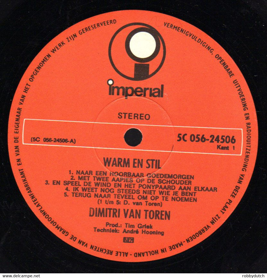 * LP *  DIMITRI VAN TOREN - WARM EN STIL (Holland 1972) - Sonstige - Niederländische Musik