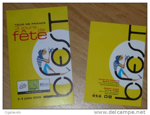 Carte Postale + Programme Tour De France - à Brest - 2008 - Cycling