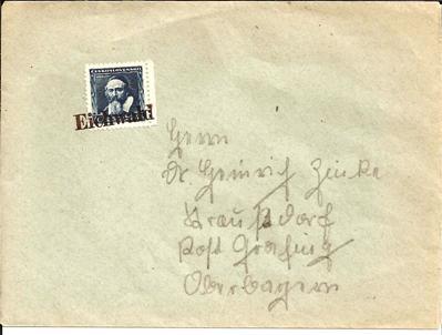 DTBII053/ Brief,  Sudetenland, Mit Notstempel Eichwald 1938, Auf 40 H. Domenius - Sudetes