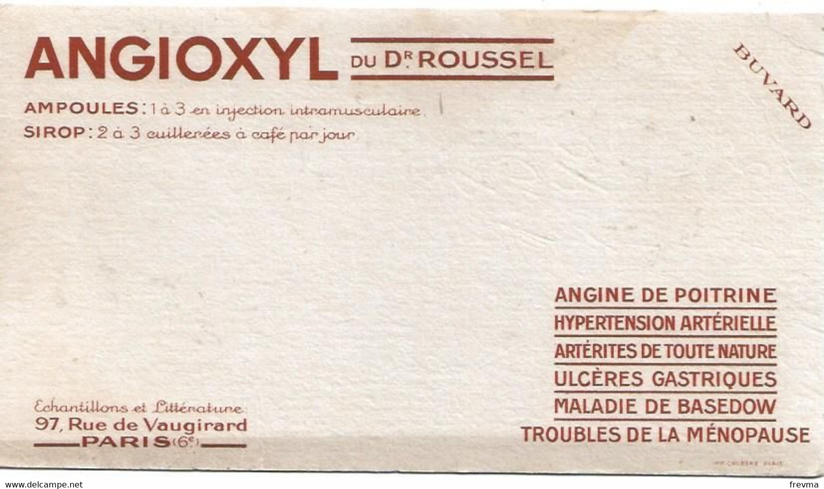 Buvard Angioxyl Du Dr Roussel - Produits Pharmaceutiques