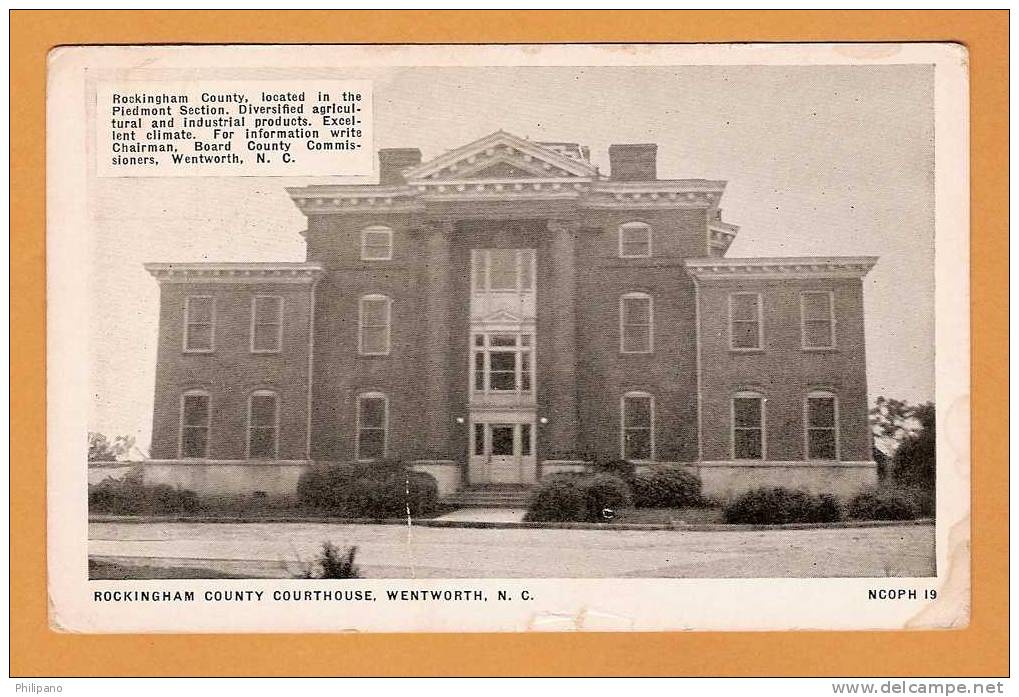 Wentworth NC    Rockingham Count Courthose   Vintage View - Altri & Non Classificati