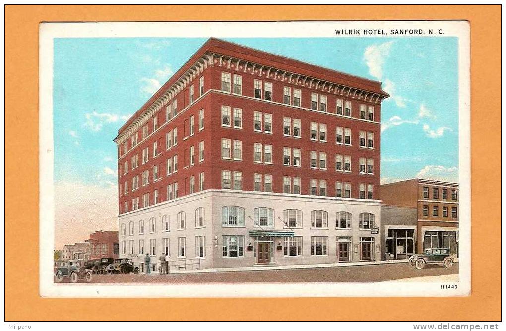 Sanford NC--Wilrik Hotel   Vintage WB - Otros & Sin Clasificación