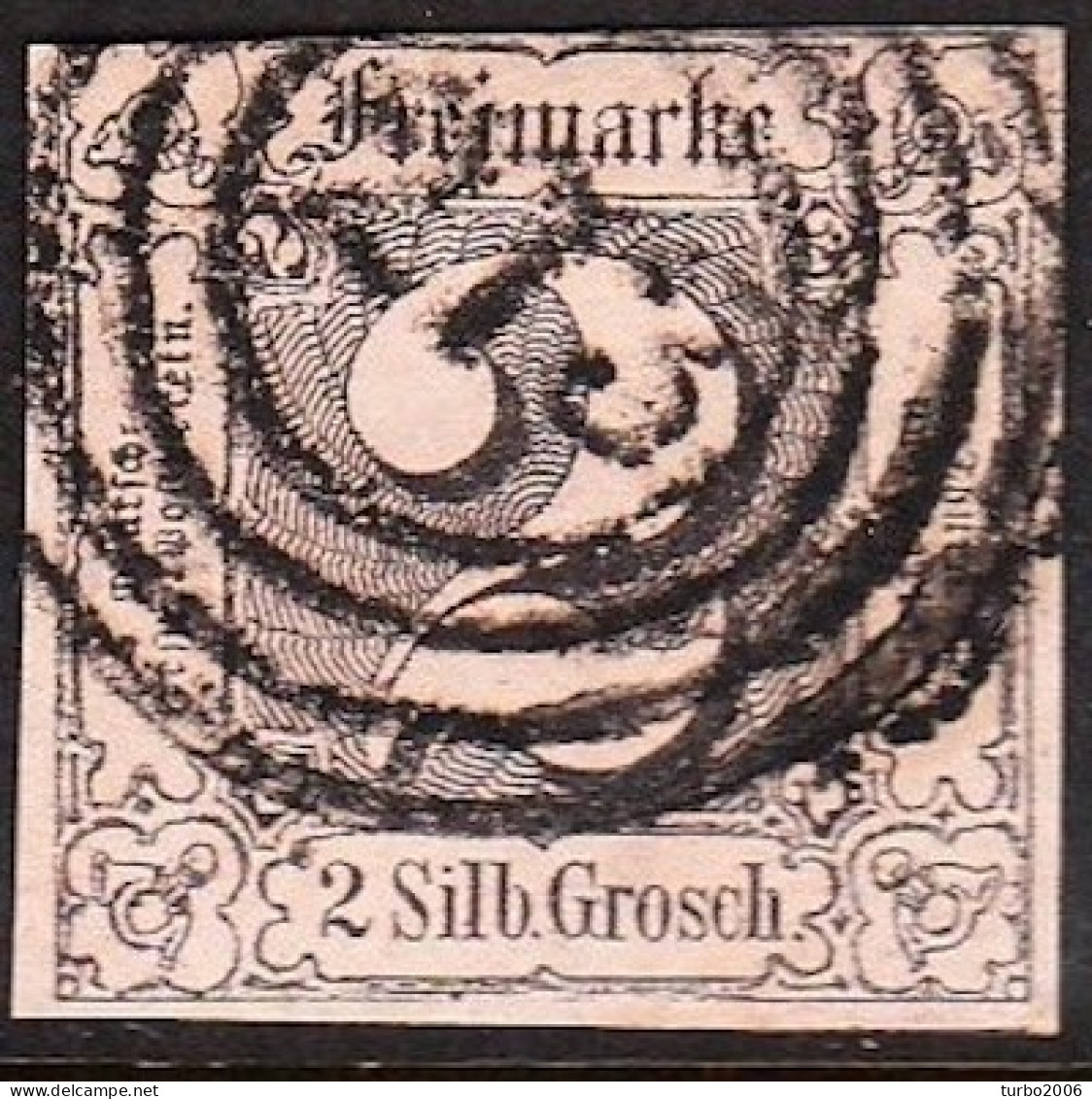 THURN & TAXIS 1852 Freimarken Ziffern 2 Gr Schwarz Auf Rot Michel 5 - Afgestempeld
