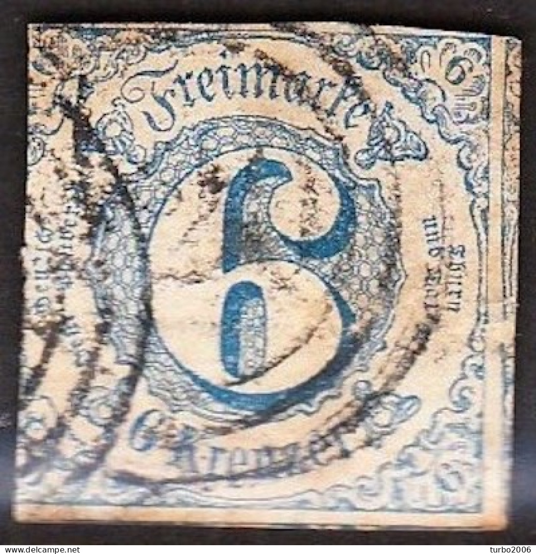 THURN & TAXIS 1865 Freimarken Ziffern 6 Kr.blau Michel 43 - Afgestempeld