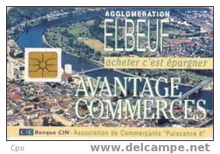 # Carte A Puce Cev ELBEUF Recto: Vue De L Agglomeration / Verso: Logo Du Cedre  - Tres Bon Etat - - Tarjetas De Fidelización Y De Regalo