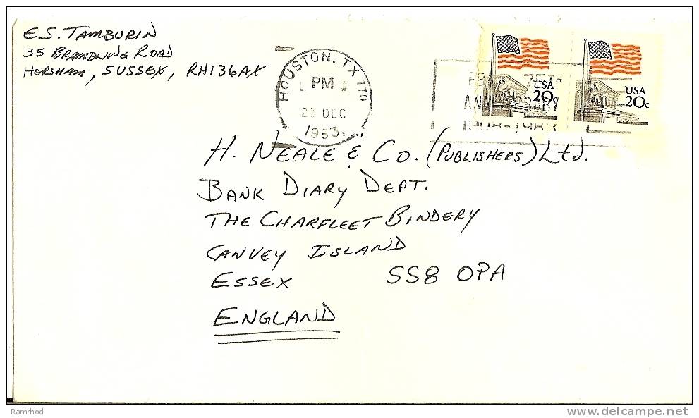 USA 1983 COVER WITH 2 AIRMAIL STAMPS AND HOUSTON CANCELLATION - Briefe U. Dokumente
