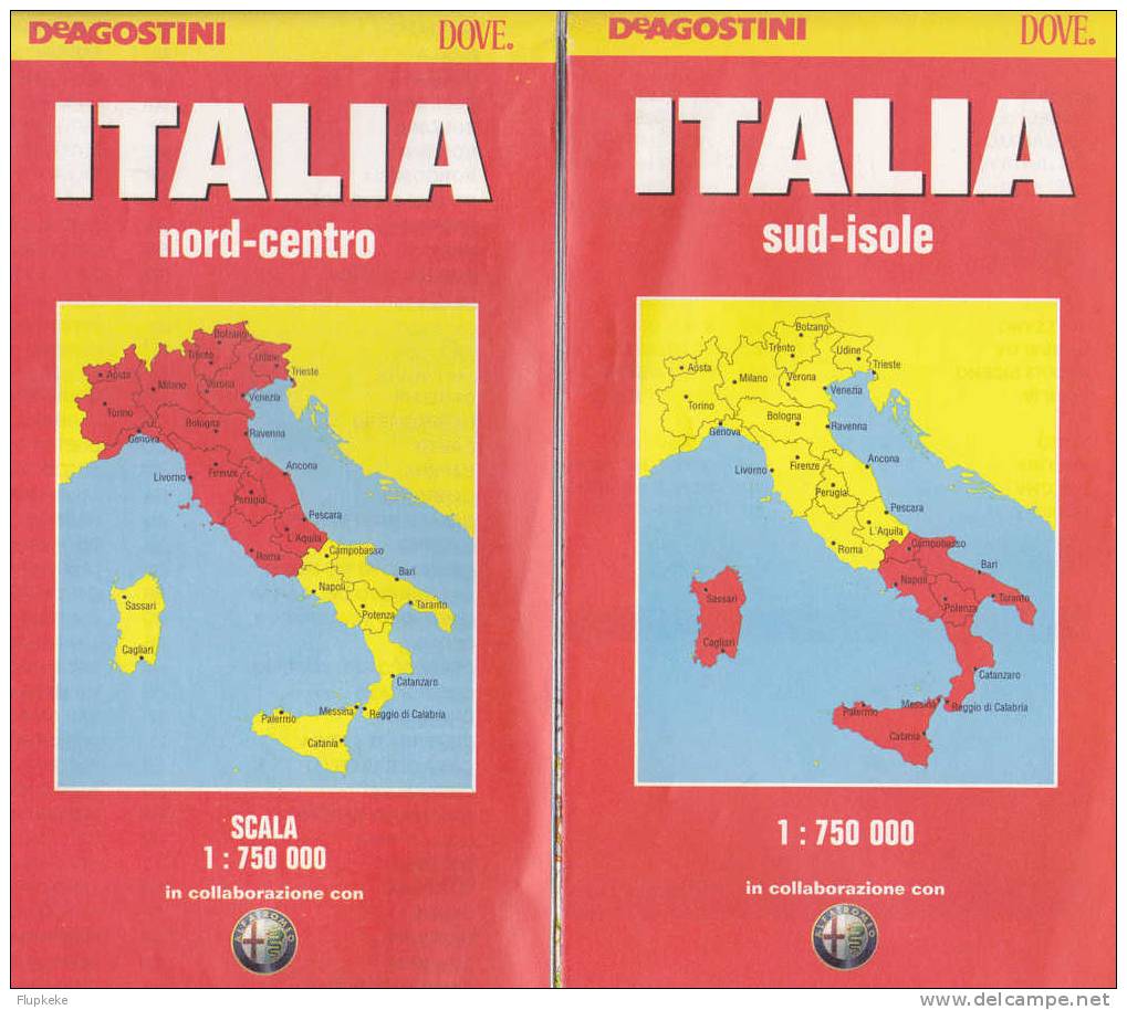 Carte DeAgostini Italia Nord-Centro + Sud-Isole 1/750 000 - Karten/Atlanten