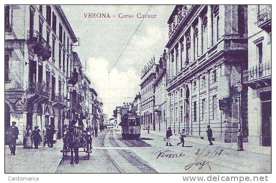 Verona-Corso Cavour Con Tram-1918 - Verona