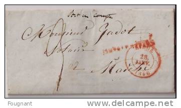 BELGIQUE : 184:Précurseur:LIEGE Pour MARCHE.Oblit.Liège Double Cercle Rouge+.avec Texte.Verso:oblit.MARCHE, Double Cercl - 1830-1849 (Belgique Indépendante)