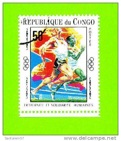 Timbre Oblitéré Used Mint Stamp Selo Carimbado REPUBLIQUE CONGO Fraternité E Solidarité Humaines Athlétisme 50F POSTES - Oblitérés