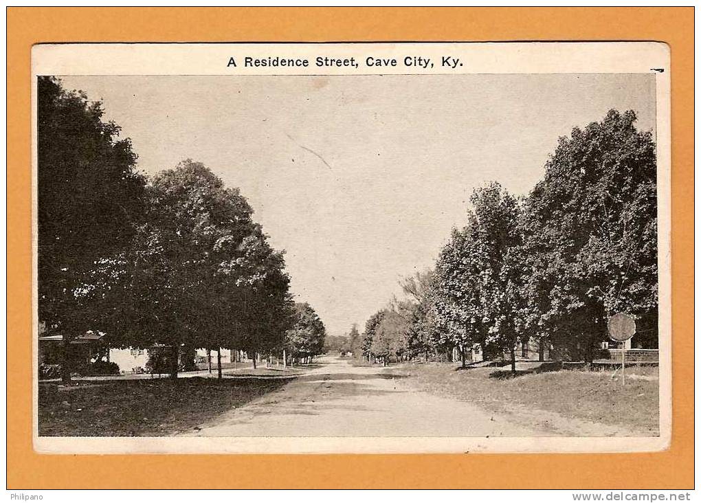 Cave City KY-- A Residence Street   Postmarked  7-10-28 - Other & Unclassified