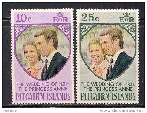 Pitcairn Islands    Princess Anne´s Wedding  Set   SC#  135-36 MNH** - Pitcairninsel