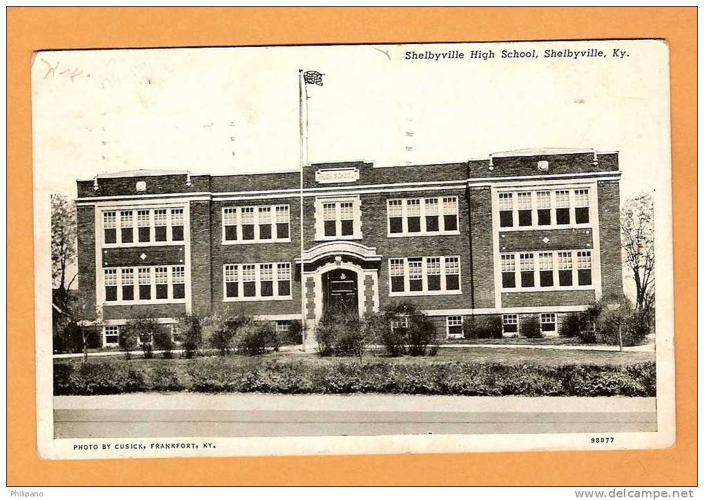 Shelbyville KY-    High School  Postmarked Aug 22 1946 - Autres & Non Classés