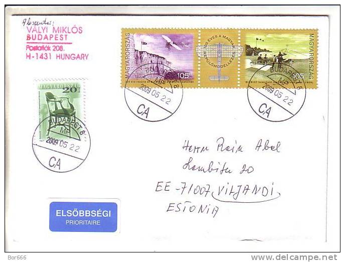 GOOD HUNGARY Postal Cover To ESTONIA 2009 - Good Stamped: Airplanes - Lettres & Documents