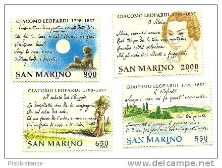1998 - 1615/18 Giacomo Leopardi  +++++++ - Unused Stamps