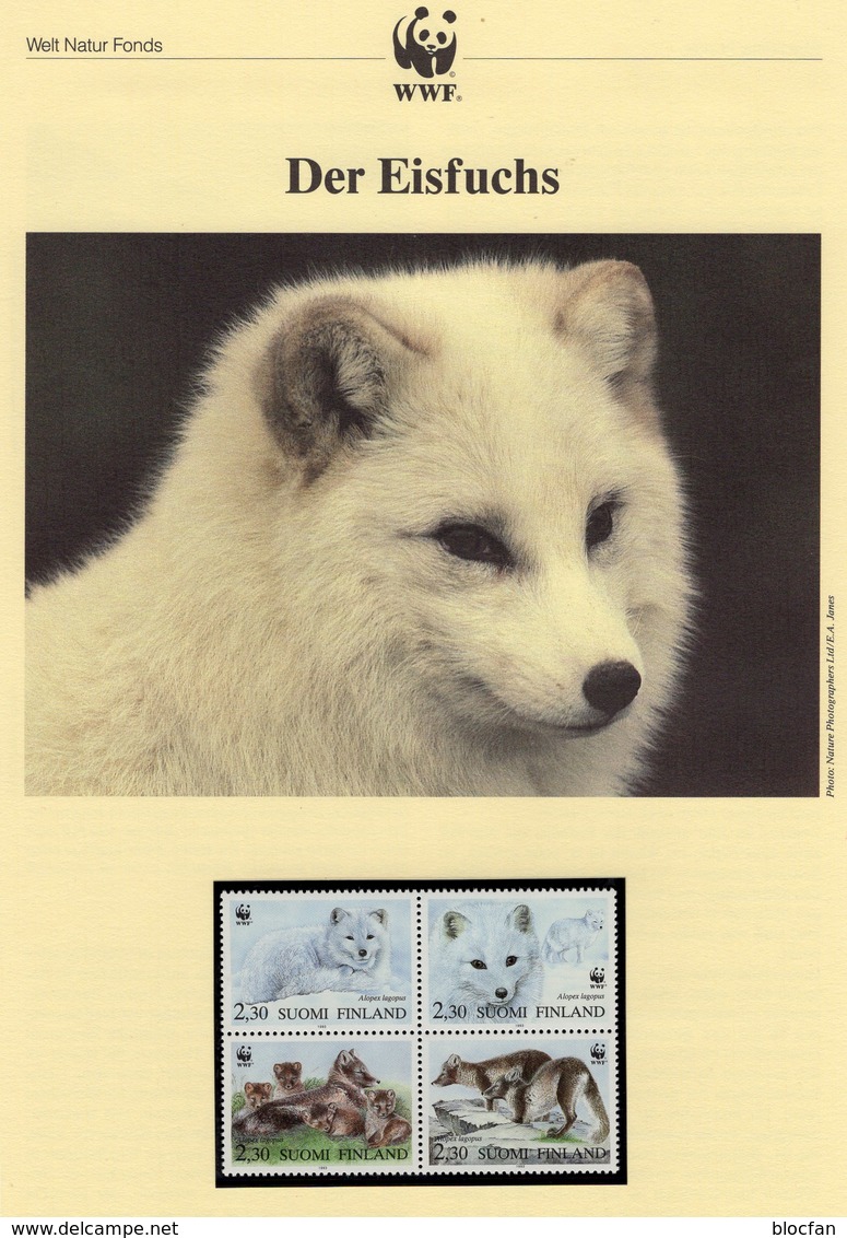 Fuchs WWF-Set 130 Finnland 1202/5VB ** 6€ Eisfuchs 1993 Naturschutz Mit Documentation Wildlife Fox Sheet Of FINLAND - Other & Unclassified