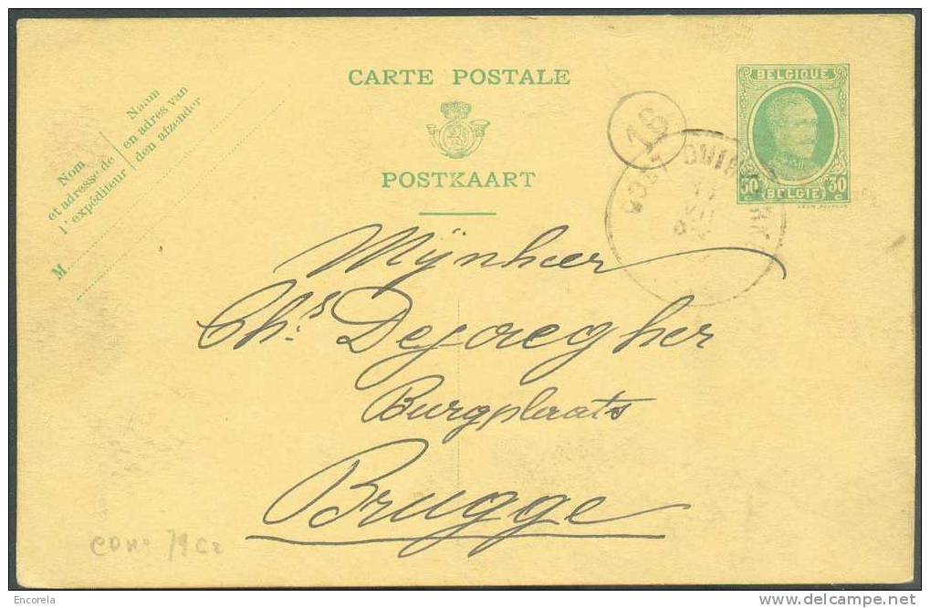 E.P. Carte Houyoux 30 Centimes Vert, Obl. Sc OOSTDUINKERKE Le 9 Juillet 1937 Vers Brugge  - 5498 - Cartoline 1909-1934