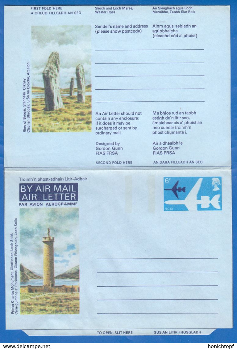 England; Aerogramm; 6p; Prince Charles Monument; Glenfinnan Loch Shiel - Interi Postali
