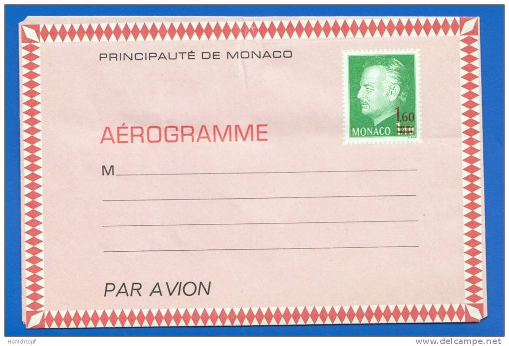 Monaco; Aérogramme Prince Rainier; 1,60 F Sur 1,40 F; Faltbrief Neu - Luftfahrt