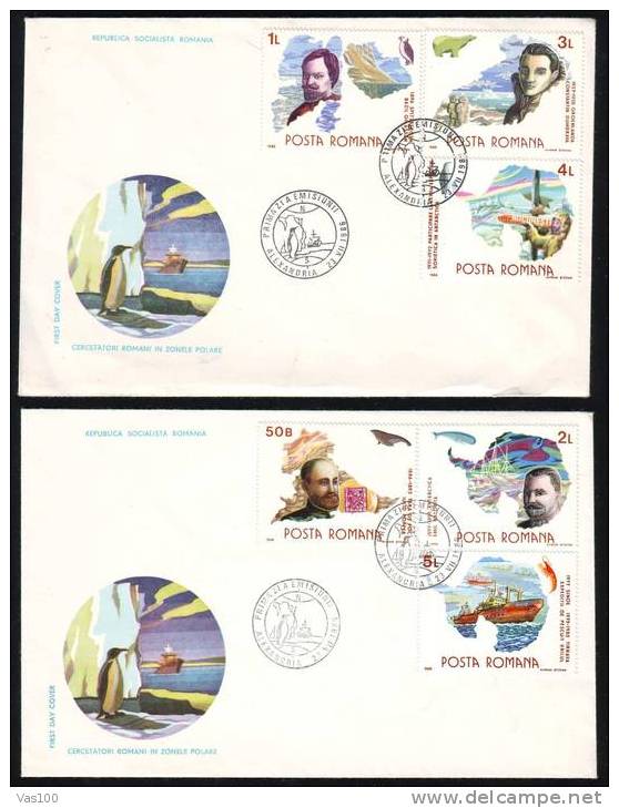 Romania 1985 FDC Cover Polar Explorer Pinguin. - Pingouins & Manchots