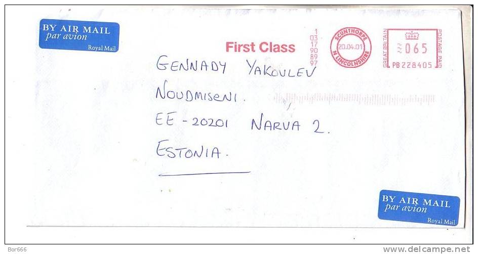 GOOD GB Postal Cover To ESTONIA 2001 - Postage Paid - Covers & Documents