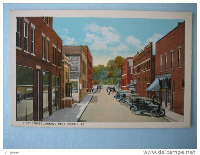 Corbin KY      First Street Looking West   Vintage WB - Autres & Non Classés