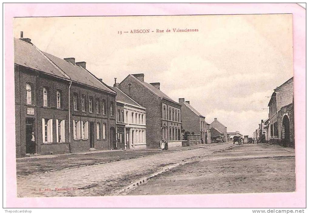 CPA FRANCE NORD ABSCON No.13 RUE DE VALENCIENNES RARE CARD HAUTMONT NORD ANIMEE - Altri & Non Classificati