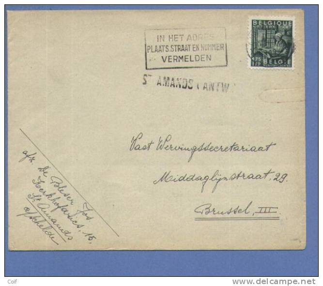 768 Op Brief  Met Naamstempel (Griffe) ST-AMANDS (ANTW.) (VK) - 1948 Exportación