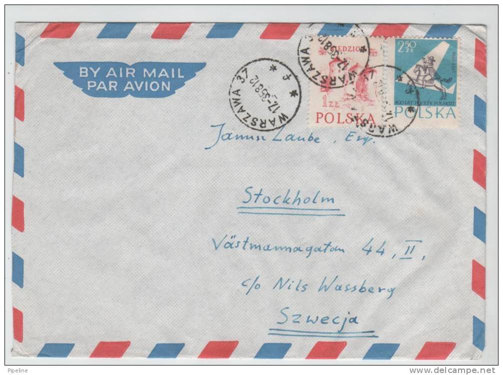 Poland Air Mail Cover Sent To Denmark Warszawa 17-3-1958 - Covers & Documents