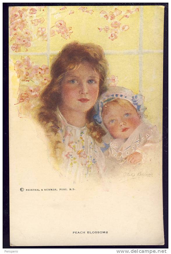 AK BOILEAU PHILIP,No.829., "PEACH BLOSSOMS  " ,OLD POSTCARD - Boileau, Philip