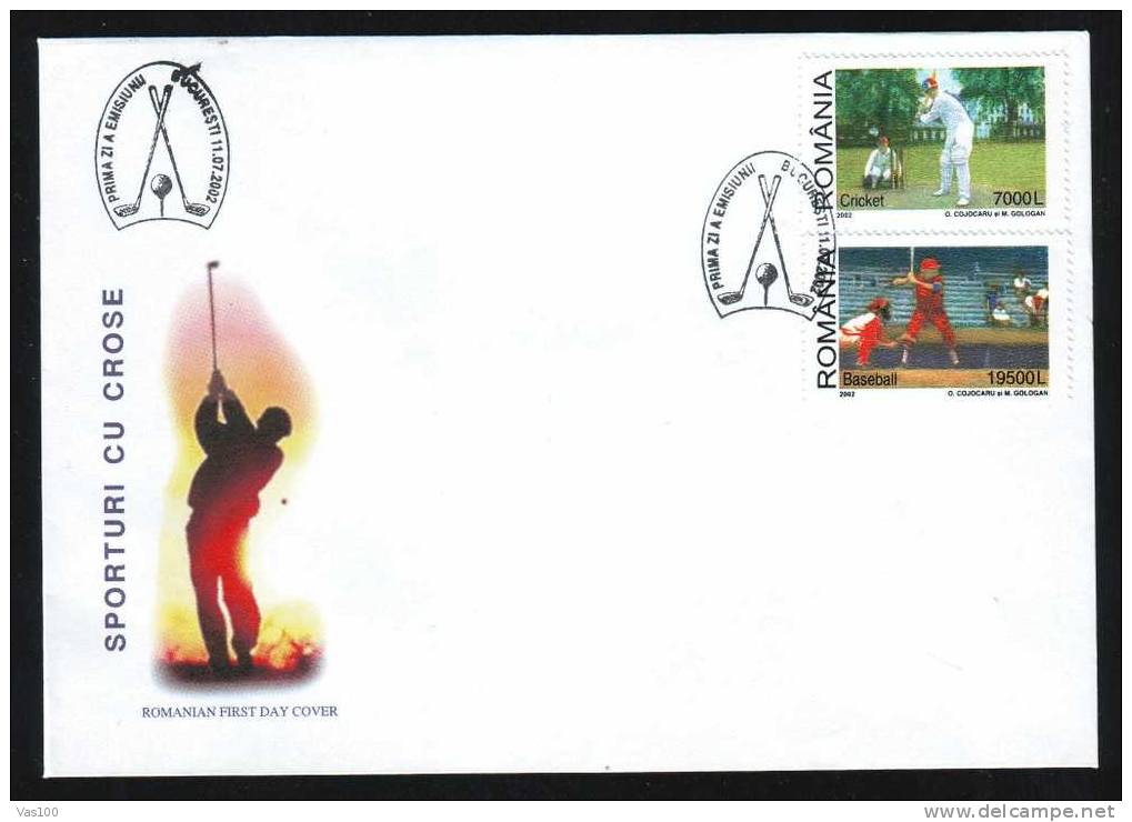 Romania 2002 FDC CRIKET And BASEBALL,rare Cover!! - Cricket