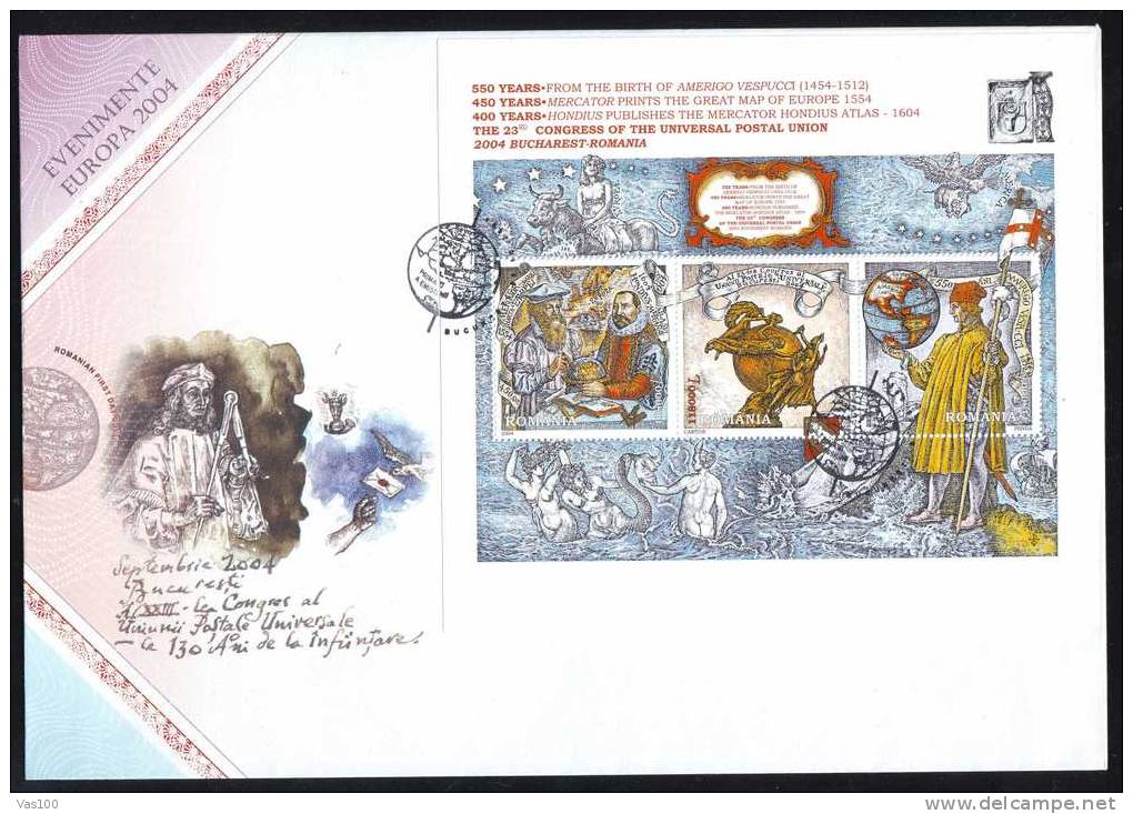 The 23´rd Congress Of The Universal Postal Union 2004 Bucharest Romania,block FDC,rare!! - U.P.U.