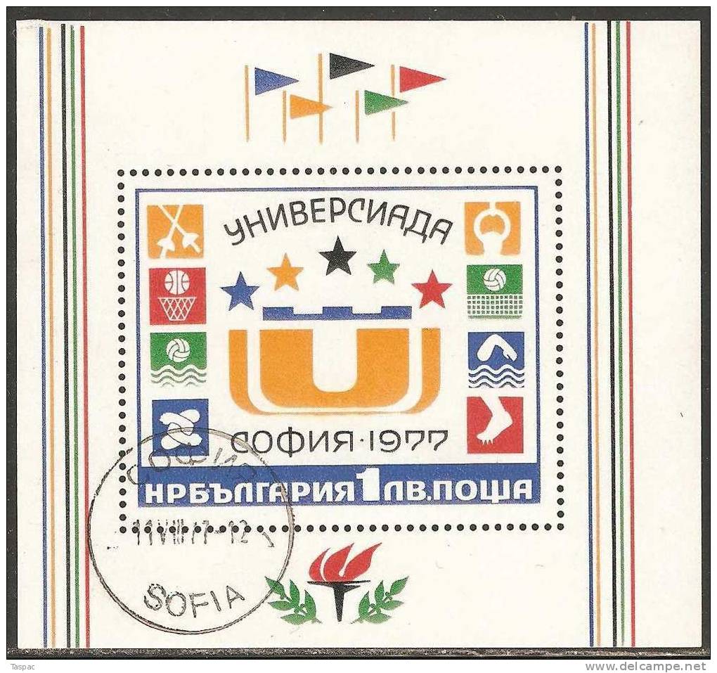 Bulgaria 1977 Mi# Block 72 Used - University Games ’77, Sofia - Used Stamps