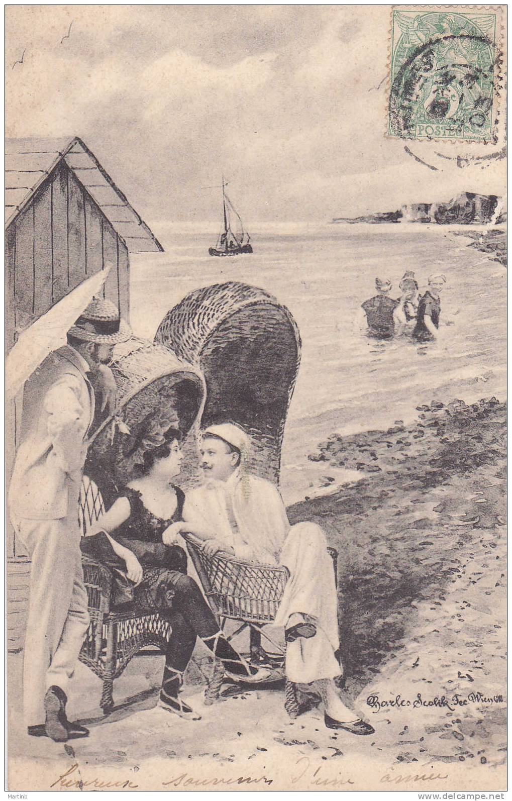 Precurseur 1903   Scène De Plage  Illustrateur SCOLIK - Scolik, Charles