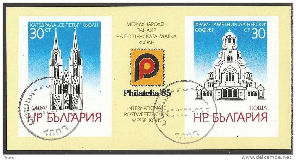 Bulgaria 1985 Mi# Block 159 Used - PHILATELIA ’85, Cologne - Usados