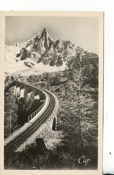 CPSM 74 CHAMONIX MONT-BLANC  - L'Hôtel Et Le Viaduc Du Montenvers Et L'aiguille Du Midi -lot118 X139 - Chamonix-Mont-Blanc