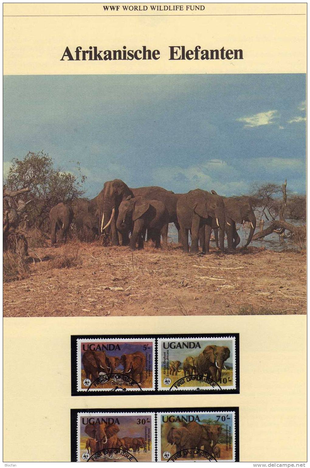 Neue Zähnung 1990 WWF Set 4 Uganda 361/4 C **,1.Set 1983 361/4 A 4FDC+4MKt. 89€ Elefanten-Dokumentation Monkey Of Africa - Collections, Lots & Series