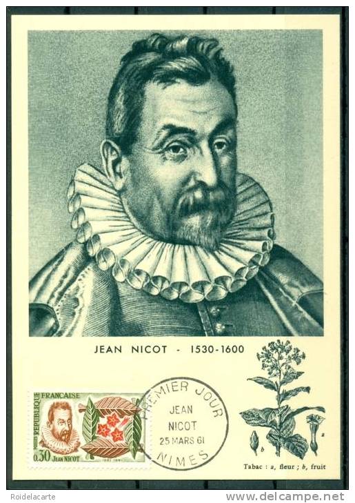 CM-Carte Maximum  Card #1961-France#Célébrités,Celebrity#Jean Nicot,écrivain,author,politicien,politician #Tabac,tabacco - Other & Unclassified