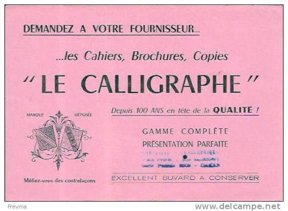 Buvard Le Calligraphe Rose - Papeterie