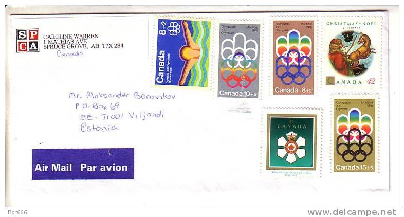 GOOD CANADA Postal Cover To ESTONIA 2002 - Good Stamped: Christmas ; Order ; Olympic - Brieven En Documenten