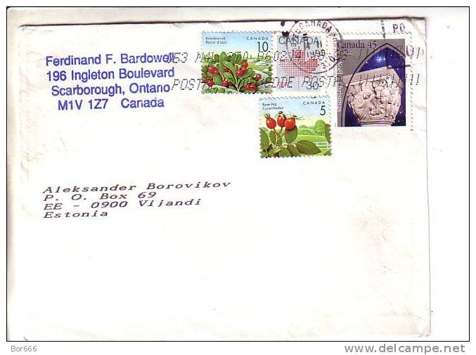 GOOD CANADA Postal Cover To ESTONIA 1996 - Good Stamped: Berries ; Christmas - Cartas & Documentos